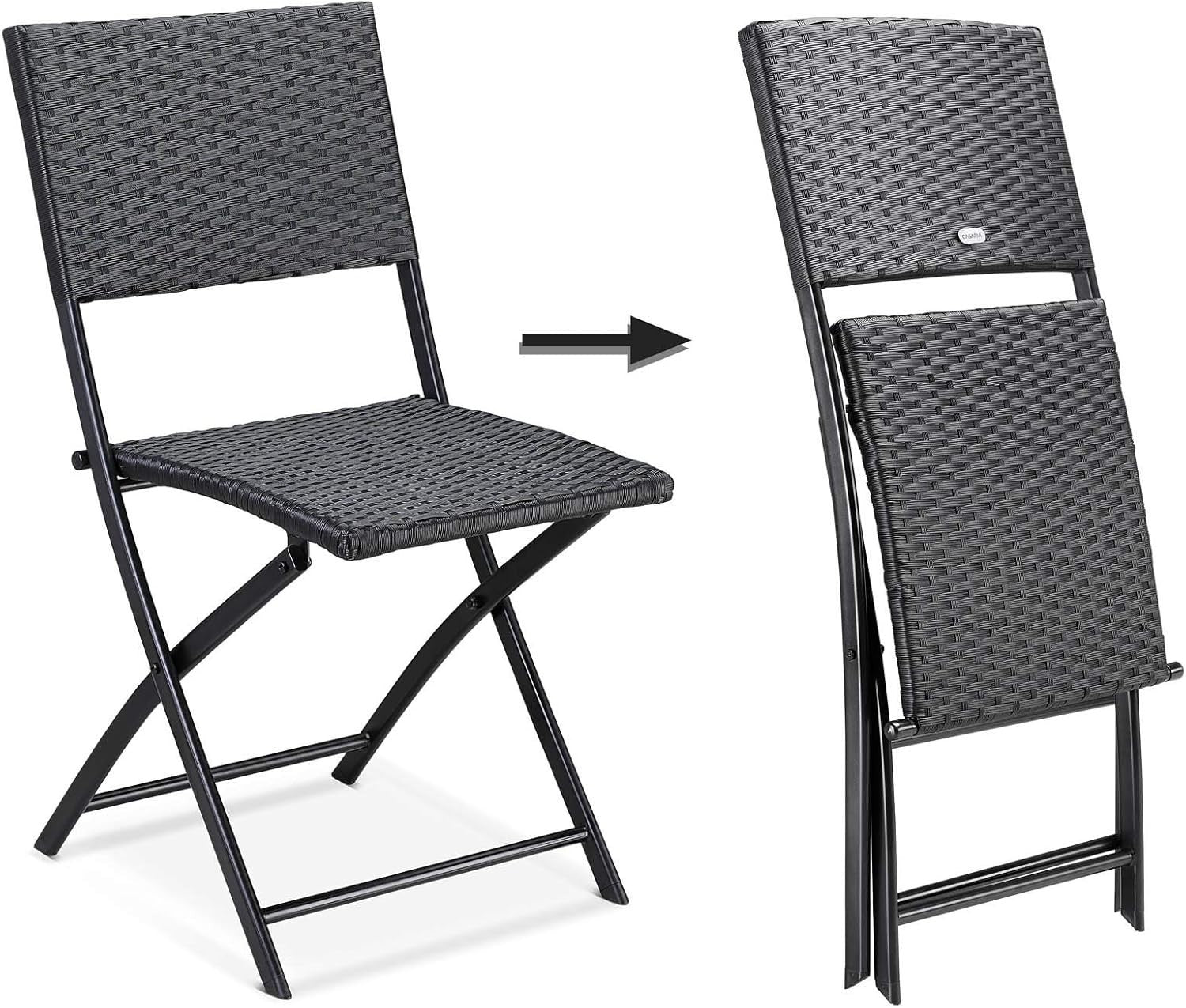 4x Folding Rattan Garden Chairs Outdoor Patio Set Space Saver UV-Resistant