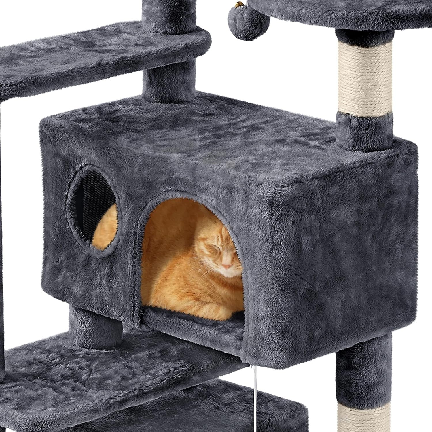 Large Cat Tree 144.5cm Multi Level Tower With Condos Scratching Posts Ramp