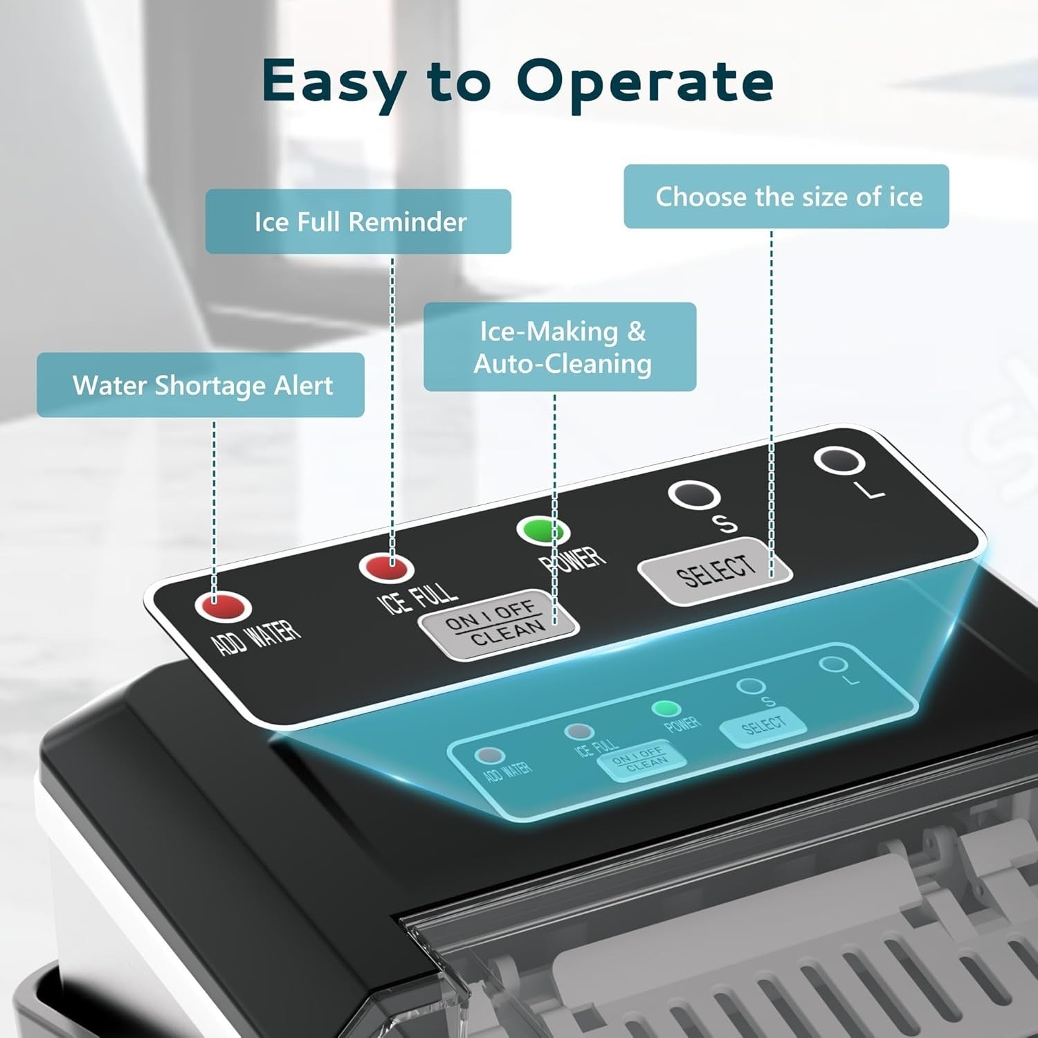 Portable Ice Maker 12kg/Day Countertop 9 Cubes Fast Self-Cleaning Silver