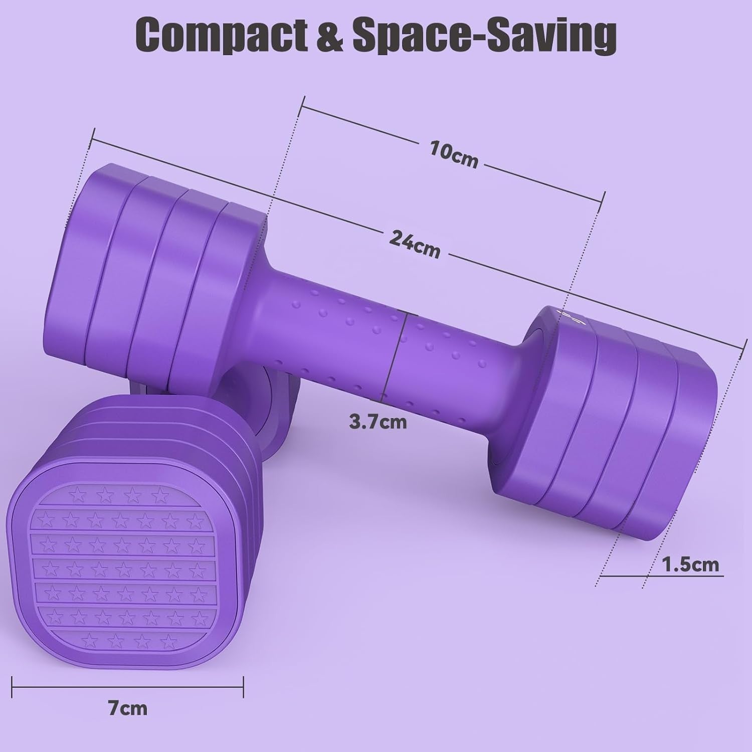 Purple Adjustable Hand Weights 2–5lb Pair 4-in-1 Non-Slip Home Fitness