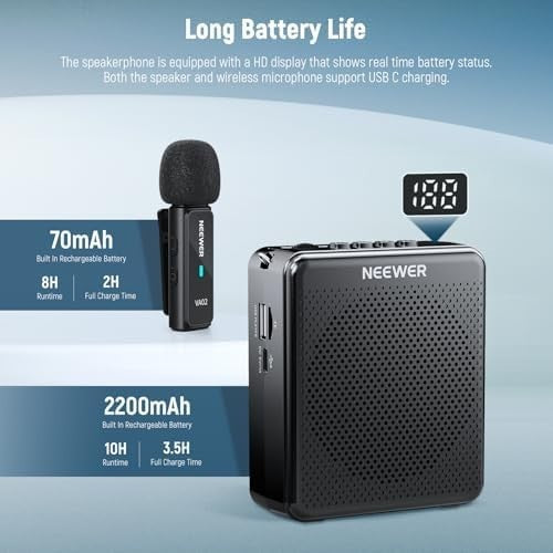 Portable Voice Amplifier VA02 Dual Wireless Mic 10H 15m