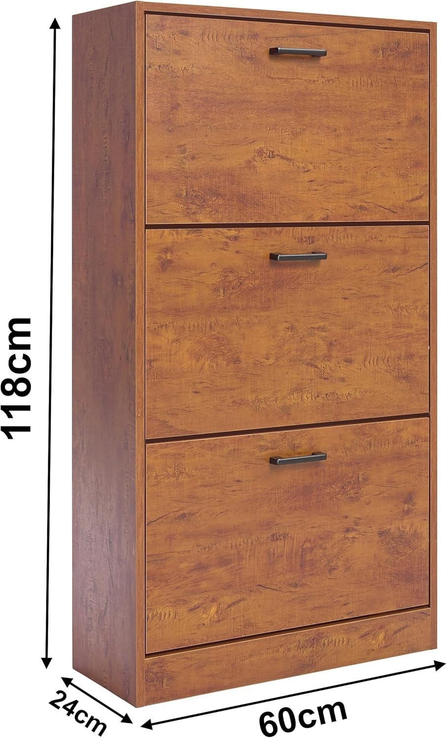 Space-Saving 3 Drawer Shoe Cabinet with Adjustable Shelves & Anti-Tip Safety
