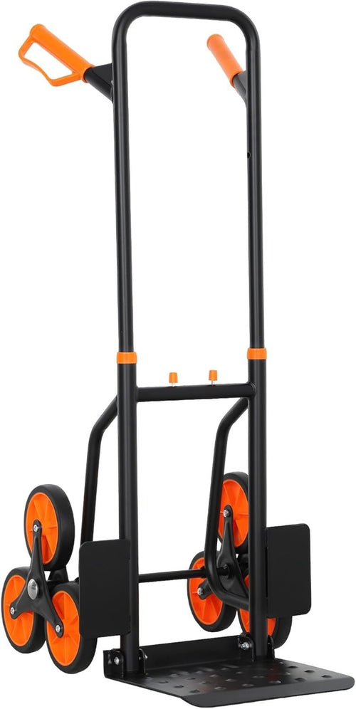 Heavy Duty Stair Climber Trolley 120kg Foldable 6-Wheel Hand Truck Orange