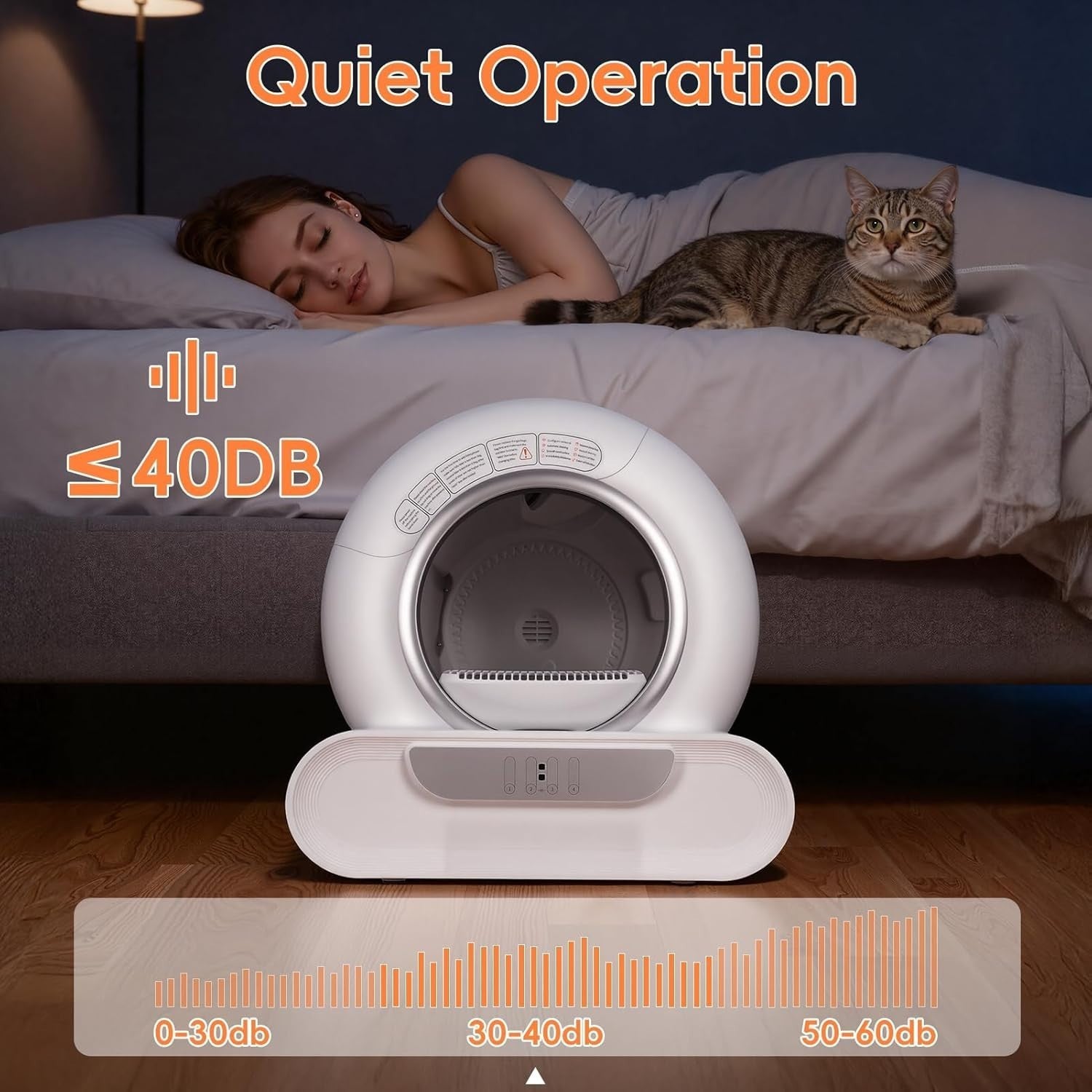 Self Cleaning Cat Litter Box App Control 65L Smart Odor Free XL
