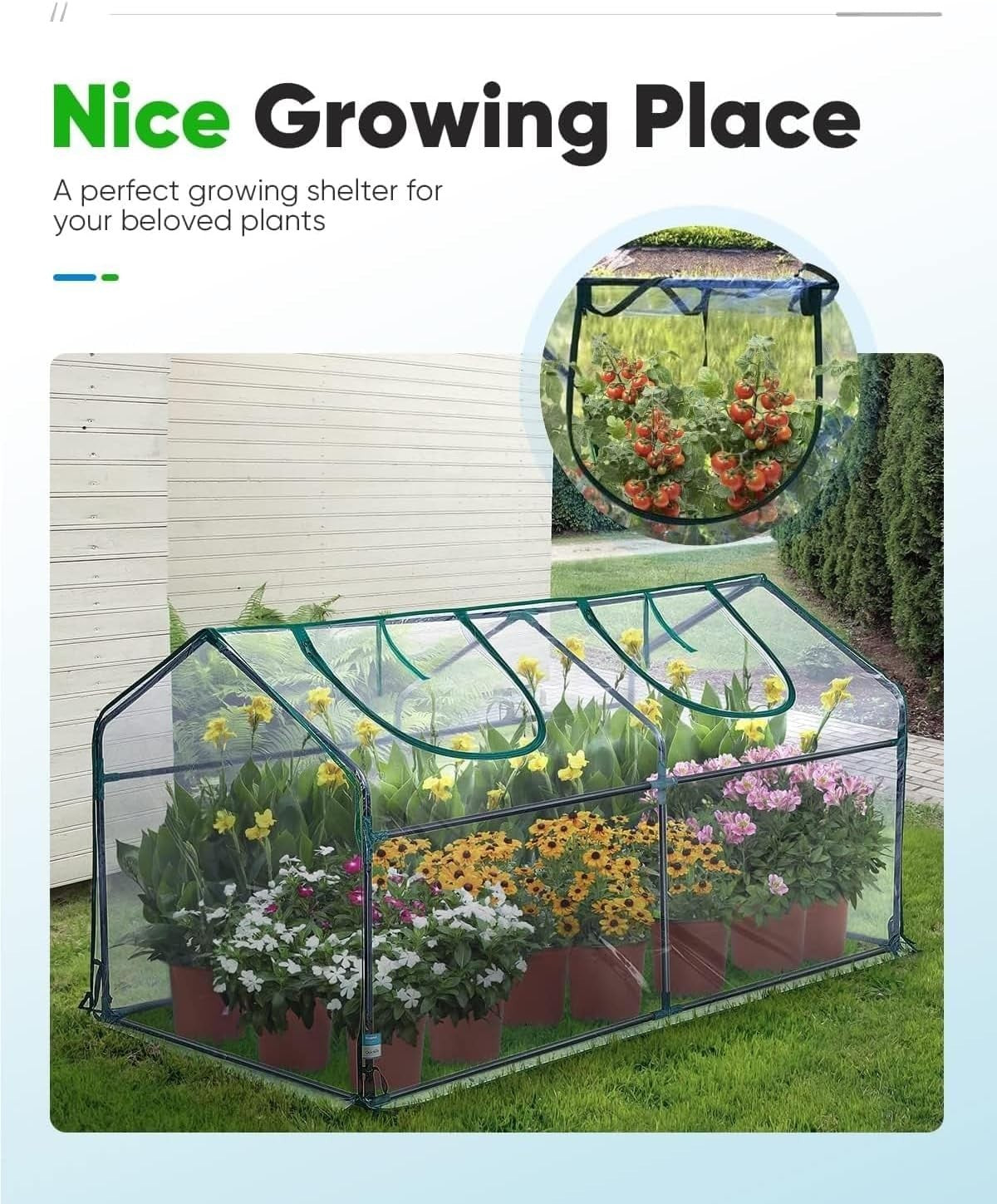 Mini Greenhouse 180x91x91cm Clear PVC Cover Steel Frame Portable Garden
