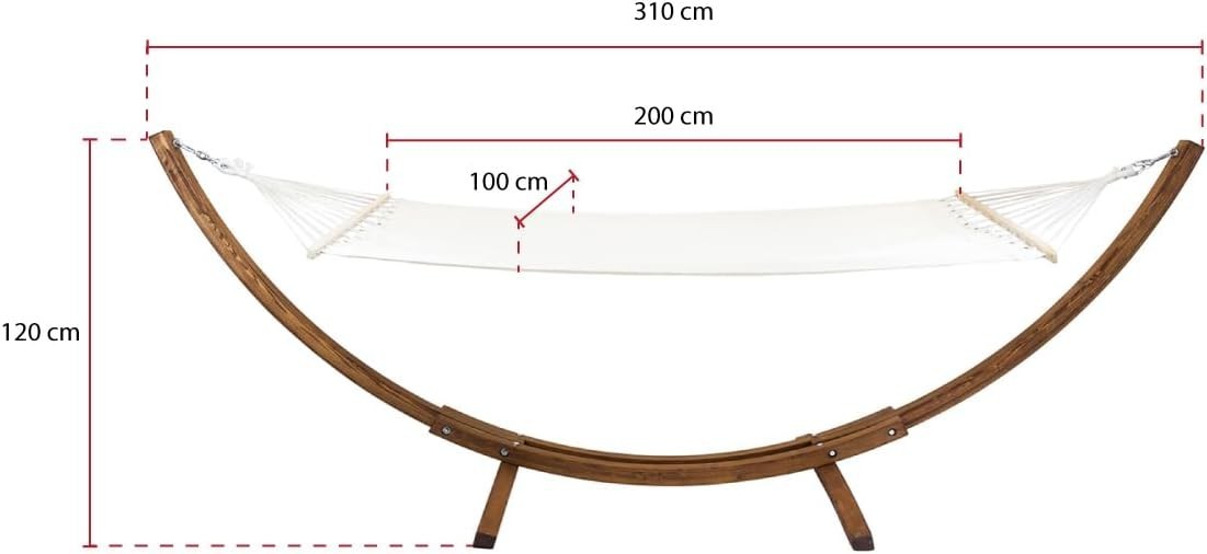 Large 3M Freestanding Hammock with Wooden Stand – 1 Person, Cream, Durable