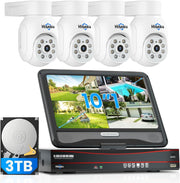 5MP PoE CCTV Camera System 3TB HDD 10" Monitor 4 Cameras Night Vision