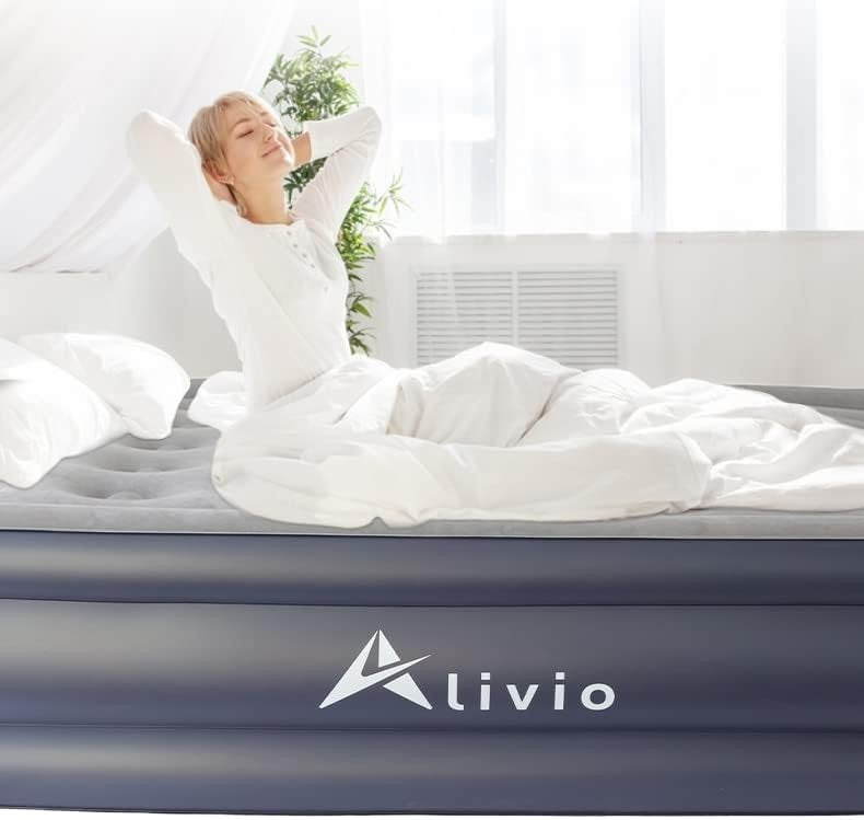 Single Inflatable Air Mattress 192x99x45cm Built-In Pump Soft Top Bed