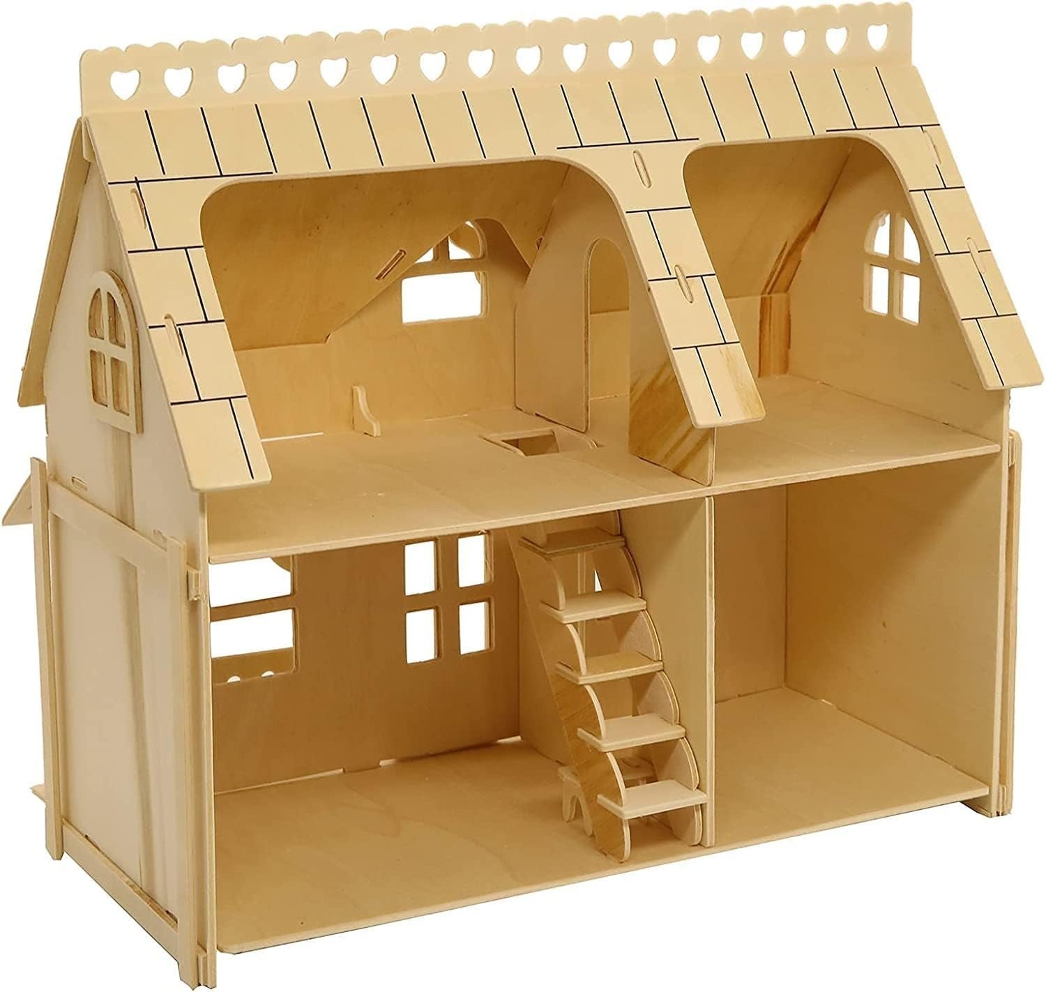 Wooden Dollhouse Construction Kit - DIY Handcraft Model, Paintable & Sturdy