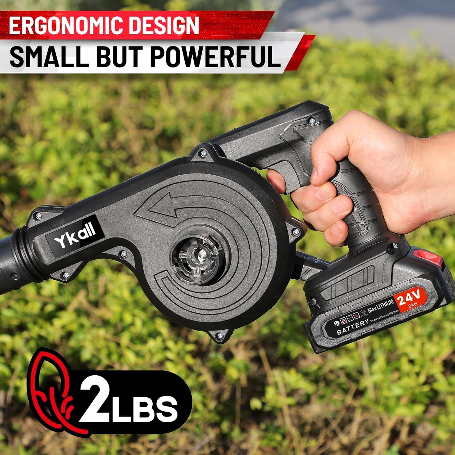 24V Cordless Leaf Blower Vacuum 2 Batteries Electric Lawn Patio Cleaner