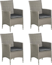 Set of 4 Rattan Garden Dining Chairs with Cushions High Back Patio Seating
