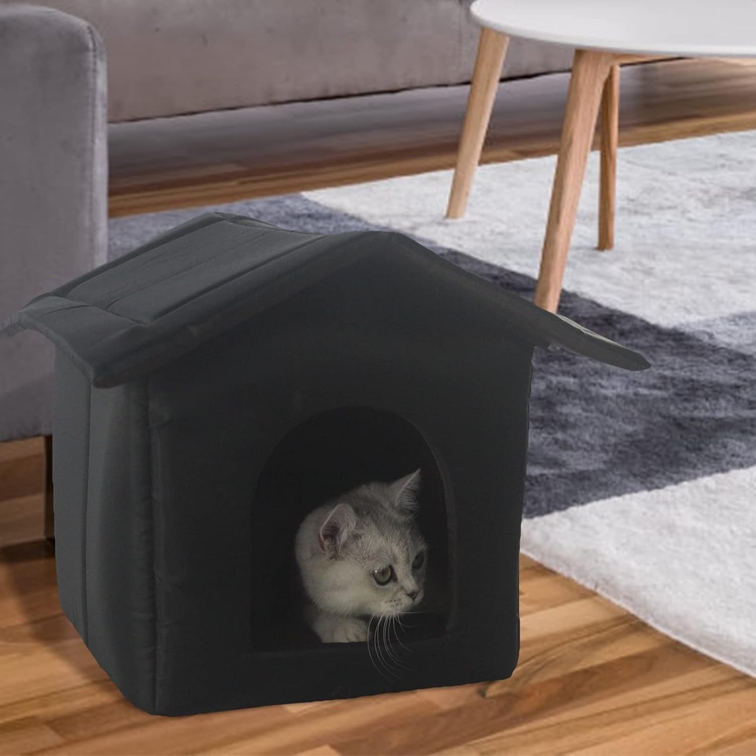 Waterproof Outdoor Cat House – Winter Shelter, Foldable, Warm Bed 40cm
