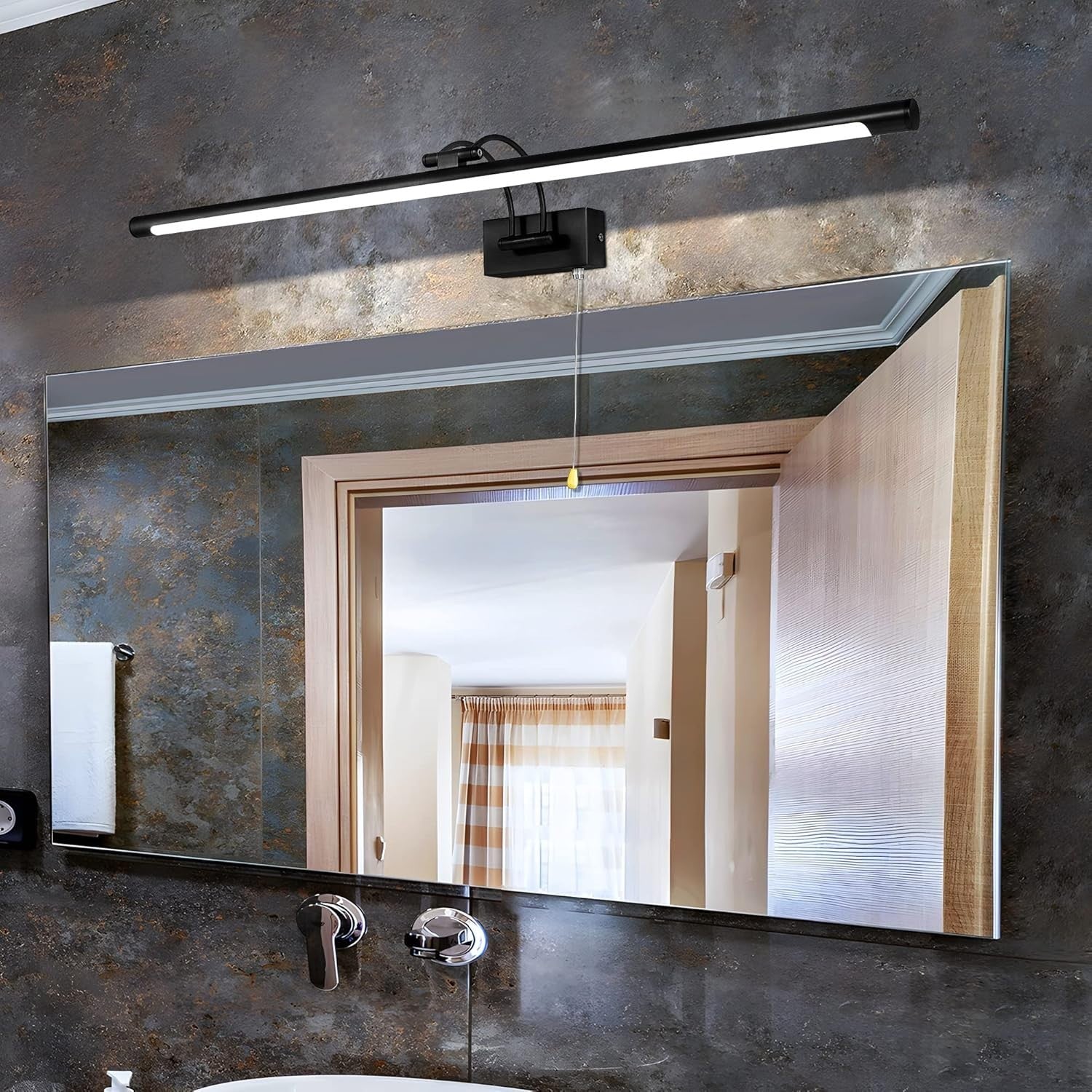 Adjustable LED Bathroom Vanity Light 16W Black Wall Sconce 90cm