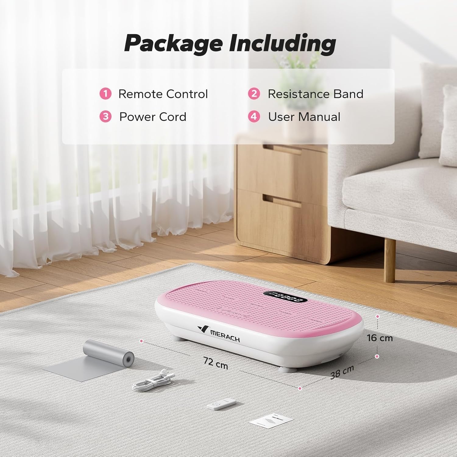 High Power Vibration Plate Fitness Platform 13mm Amplitude 200KG Pink