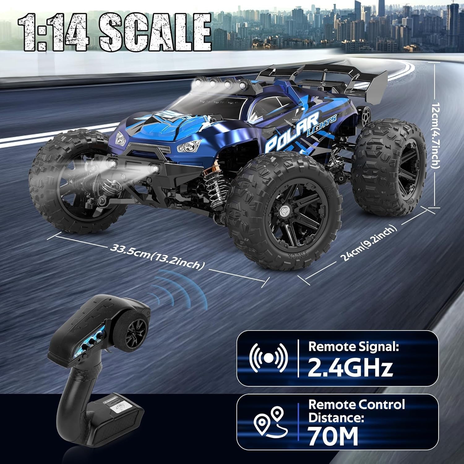 1:14 4WD 45KM/H RC Car High Speed Off-Road Monster Truck 2 Batteries Gift