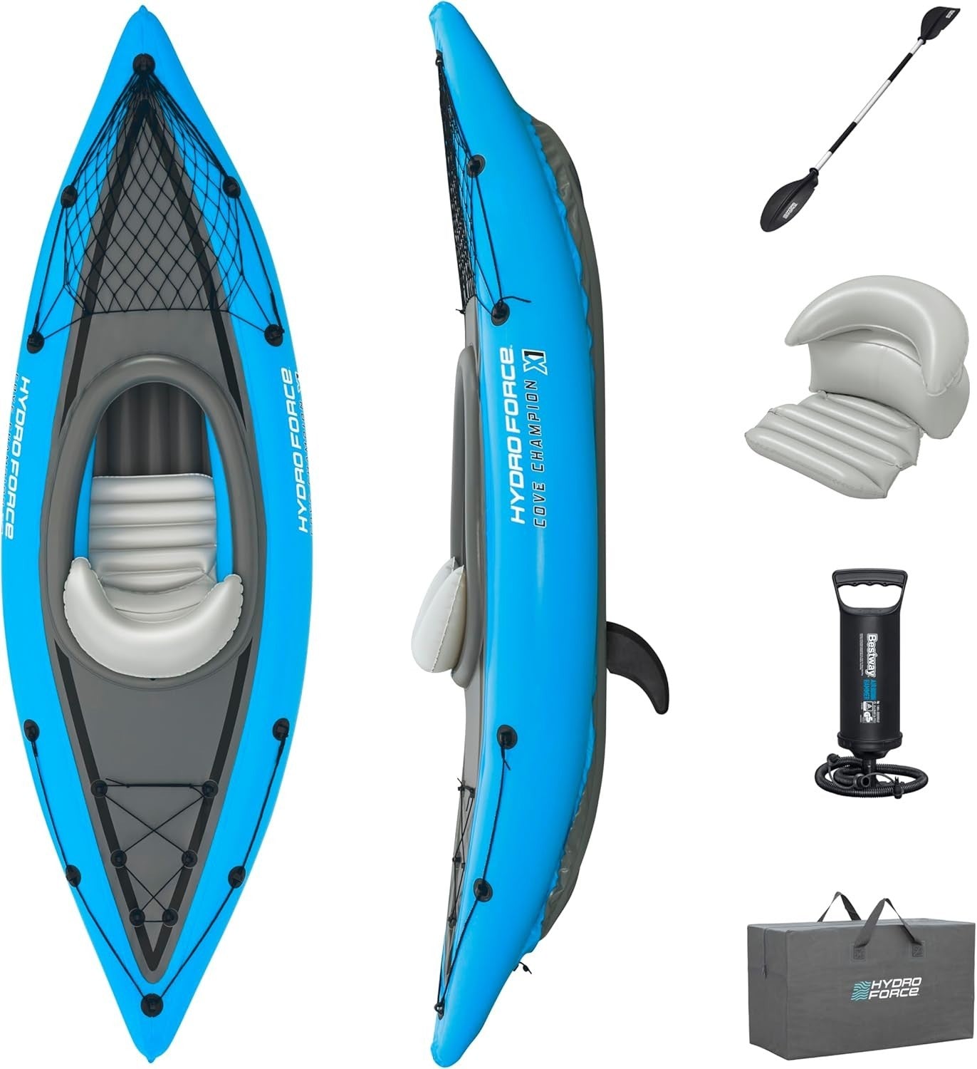1 Person Inflatable Kayak Set w/ Paddle Pump Seat Bag Blue