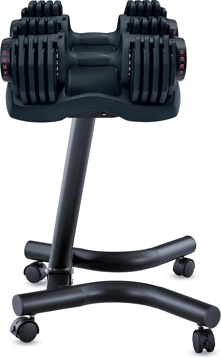 40kg Adjustable Dumbbells Pair with Steel Floor Stand Quick Dial Home Gym