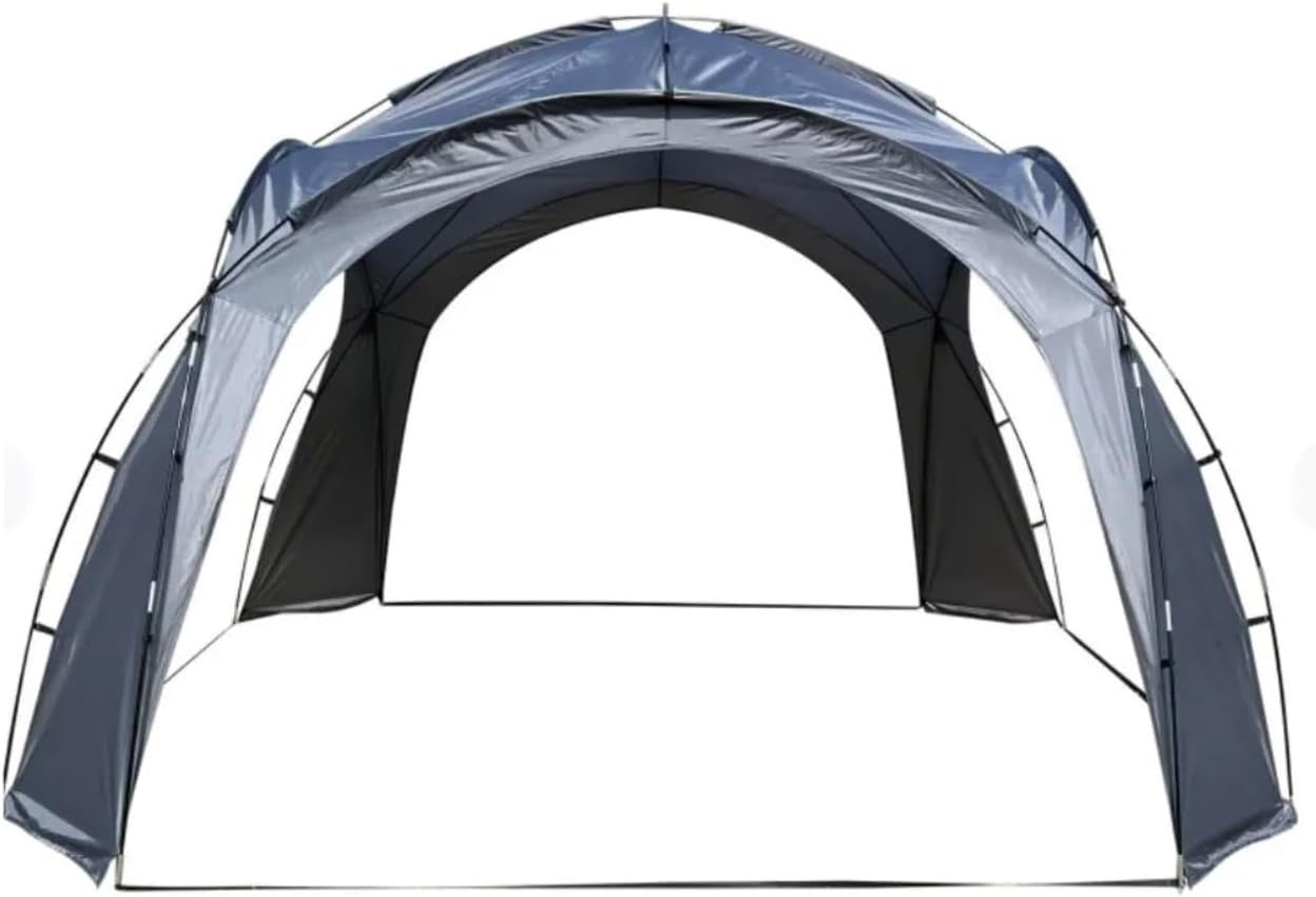 3.5m Dome Gazebo Outdoor Tent Grey Waterproof UV Protection 4-Post