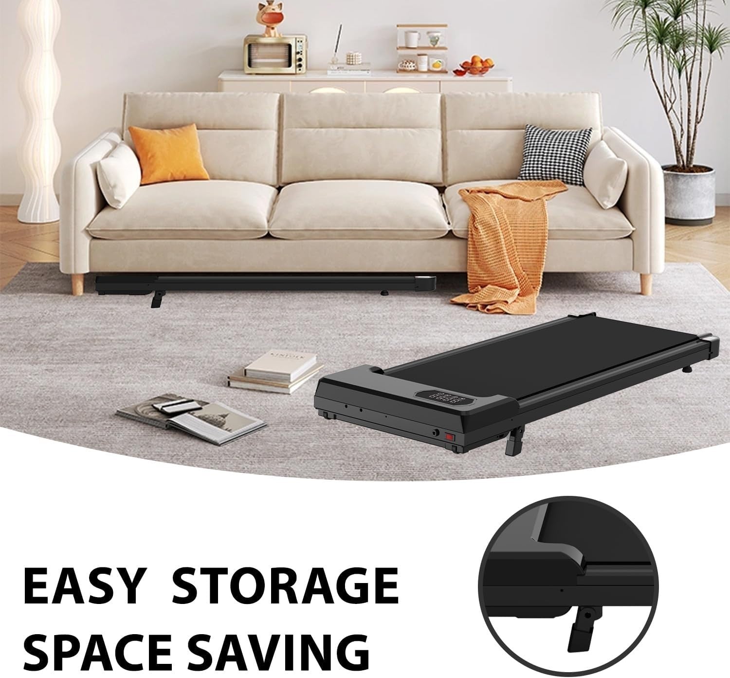 Under Desk Treadmill 2.5HP Quiet Motor Portable Walking Pad w/ Incline