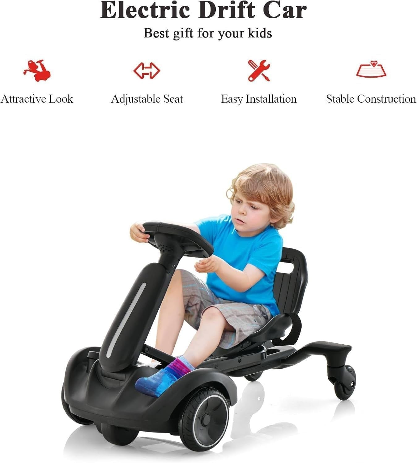 Kids Electric Drift Go Kart 6V Ride On Car 360 Spin Racing Kart 3-8Y