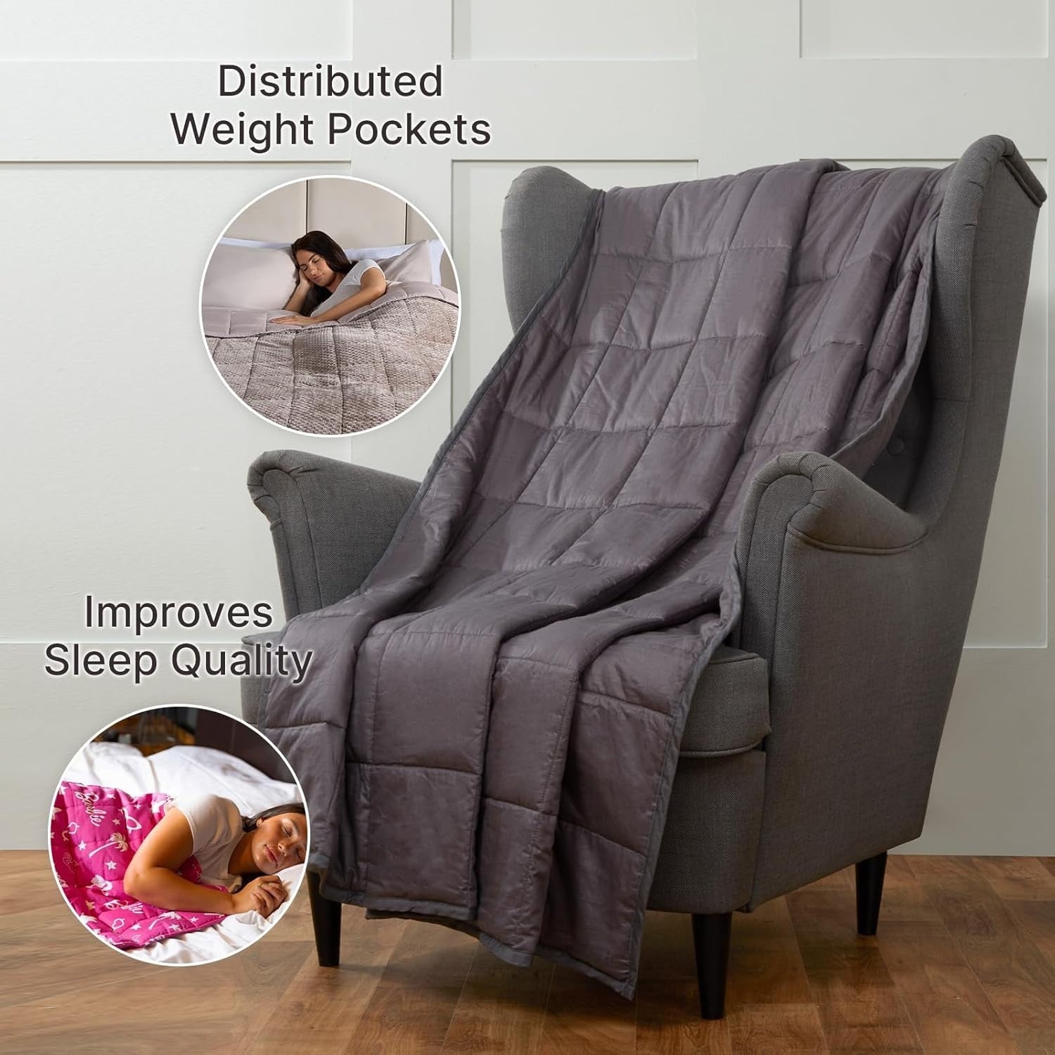 8kg Weighted Blanket 150x200cm Mink Waffle Fleece Double Bed Sleep Therapy