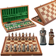 58cm Medieval Fantasy Chess Set | Stone Figures & Inlaid Wooden Board | Handcraf