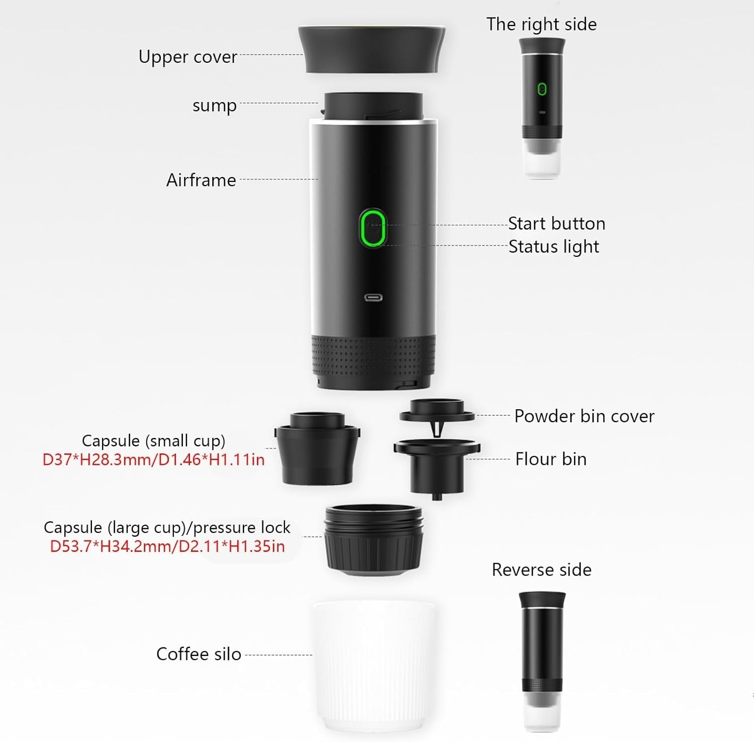 Portable Electric Coffee Maker 3-in-1 Hot Cold Brew USB Rechargeable Espresso