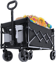 Heavy Duty Foldable Festival Trolley Wagon w/ Wheels & Telescopic Handle Black