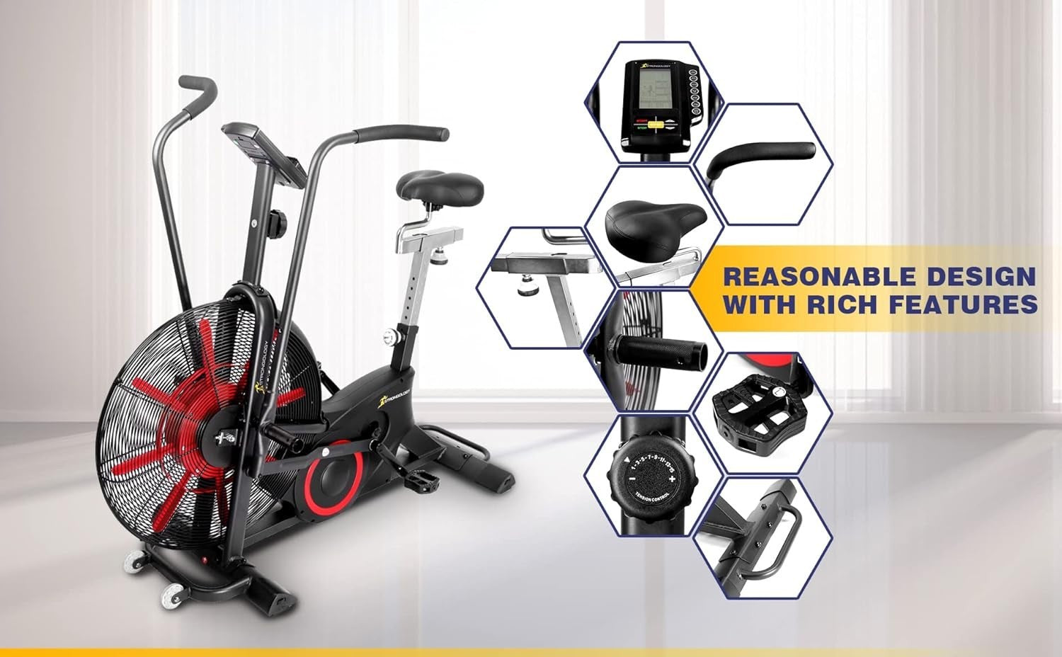 Titanium Air & Magnetic Assault Bike 15-Level Resistance LCD Full Body Trainer