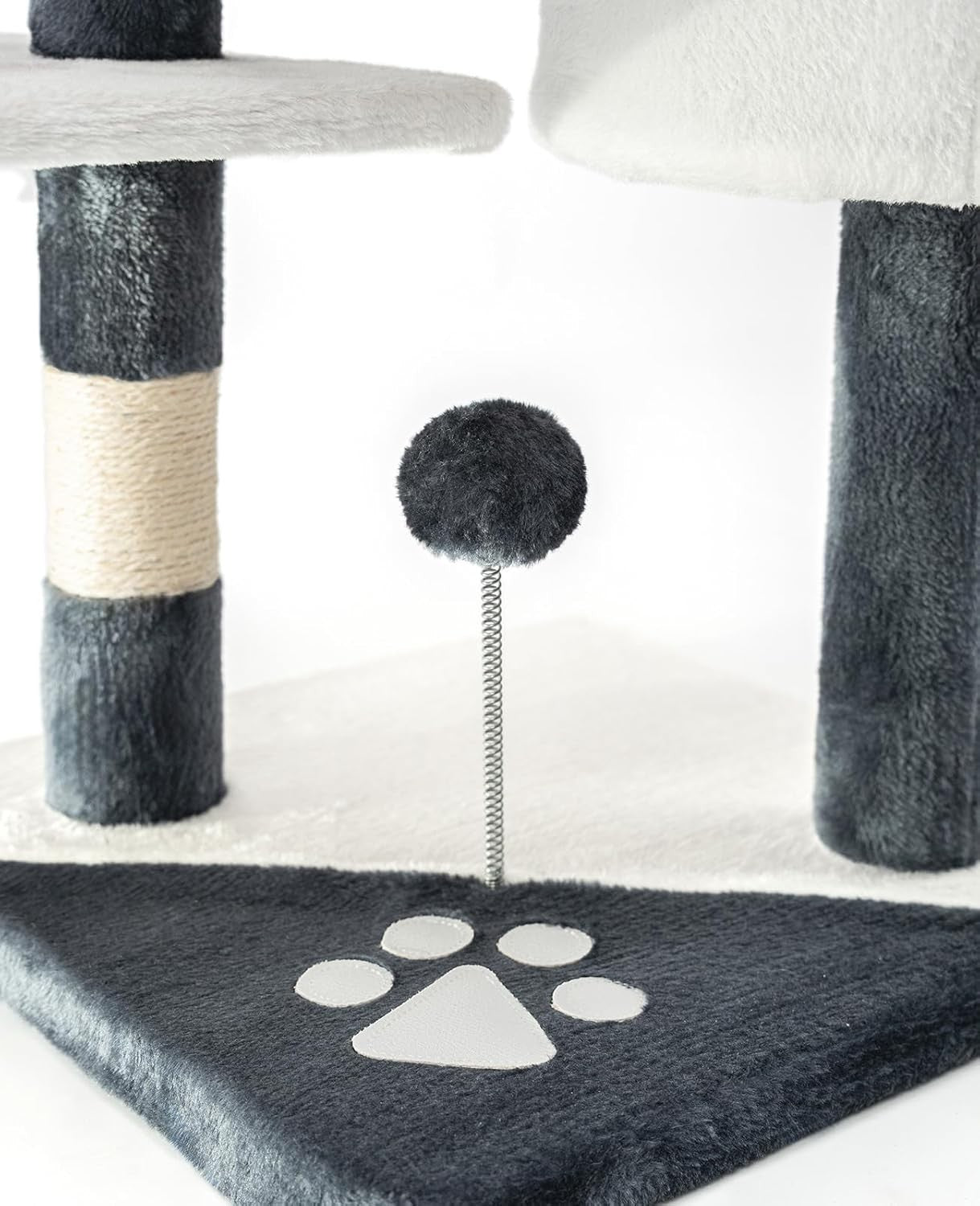 Cat Tree Scratching Post 112cm Condo Tower Sisal Rope Grey White