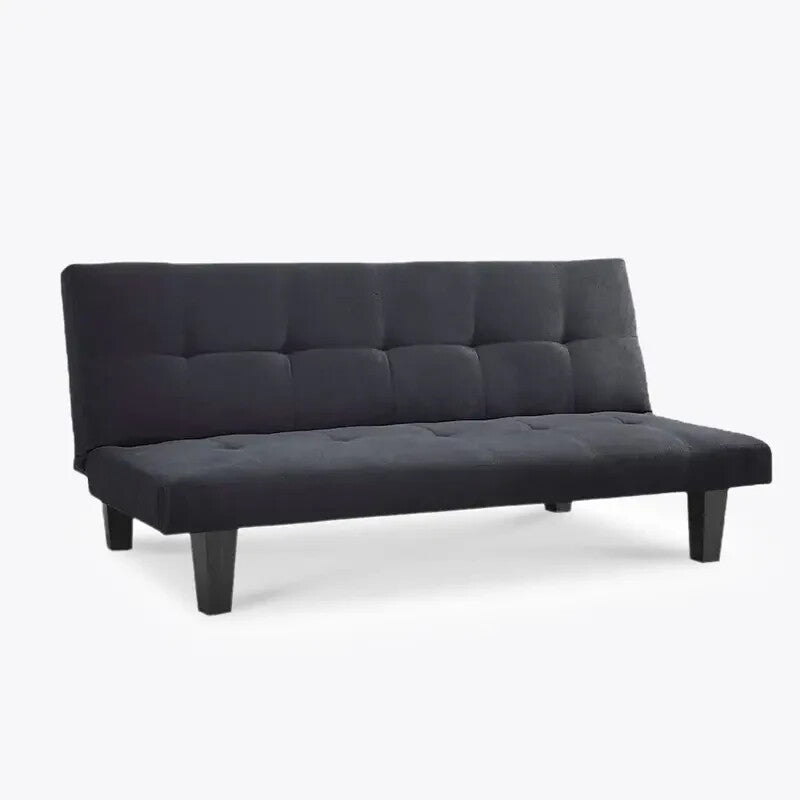 3 Seater Sofa Bed Black Faux Suede | Fold Out Click-Clack Guest Bed Couch