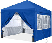 3x3M Blue Pop Up Gazebo With 4 Church Windows Waterproof Outdoor Tent