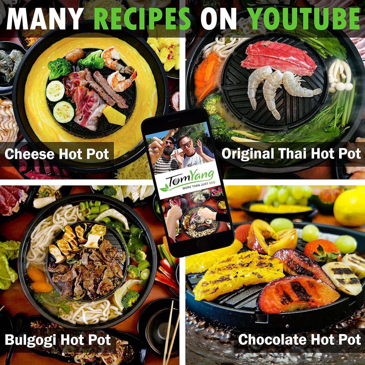 Electric Thai Hot Pot Grill 2-in-1 BBQ & Soup Cooker Non-Stick Removable Plate