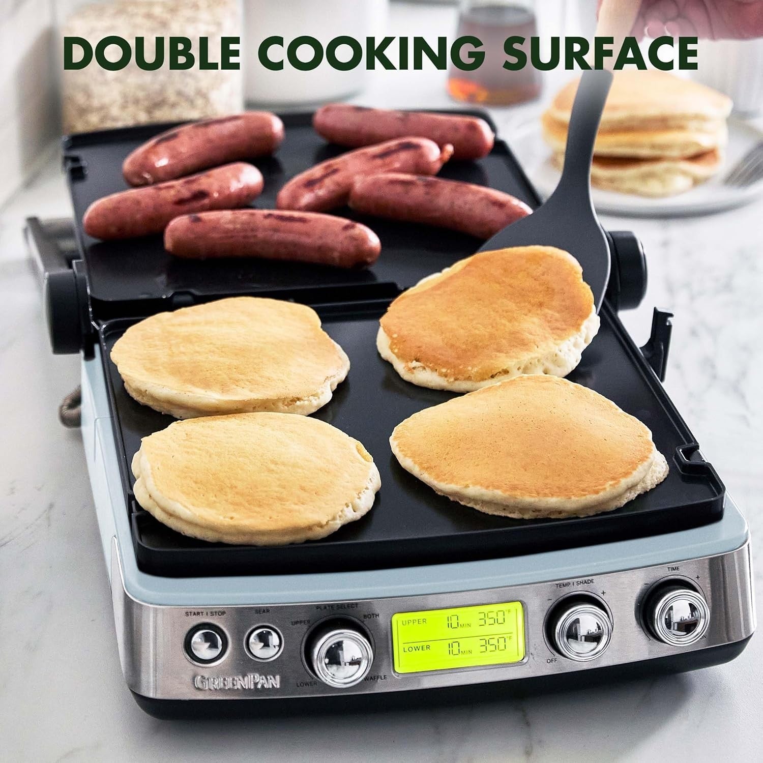 6-in-1 Contact Grill & Griddle Ceramic Non-Stick Adjustable Temp 350W