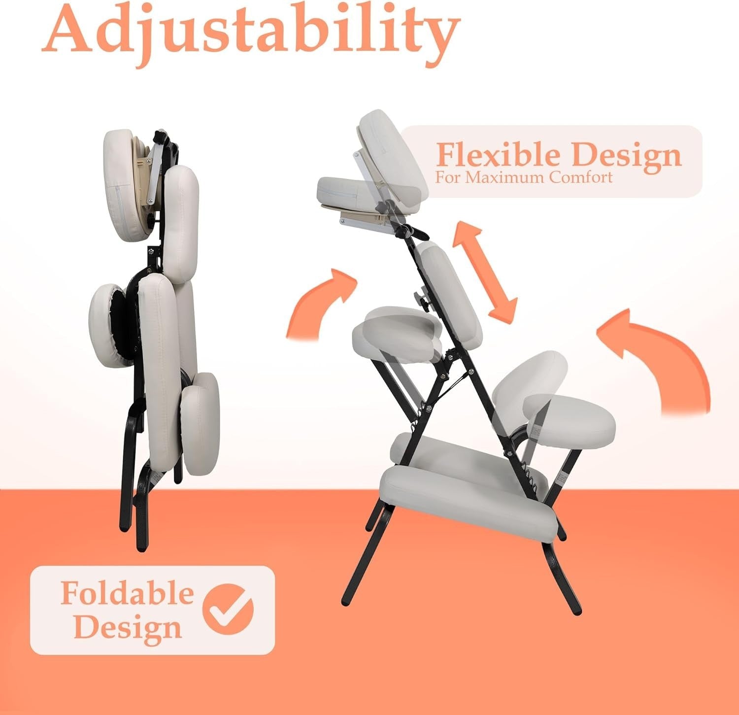 Portable Massage Chair Adjustable Folding Therapy Tattoo Spa Ergonomic White