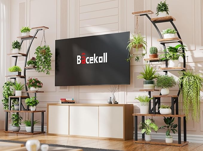 9 Tier Metal Plant Stand with Grow Lights Tall Indoor Flower Display Shelf