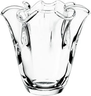 Crystal Blossom Vase 25cm Sculptural Clear Glass Flower Centerpiece