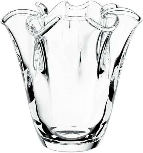 Crystal Blossom Vase 25cm Sculptural Clear Glass Flower Centerpiece