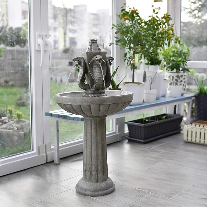 Elegant Stone Fountain Bird Bath – Classic Outdoor Cascade Water Feature