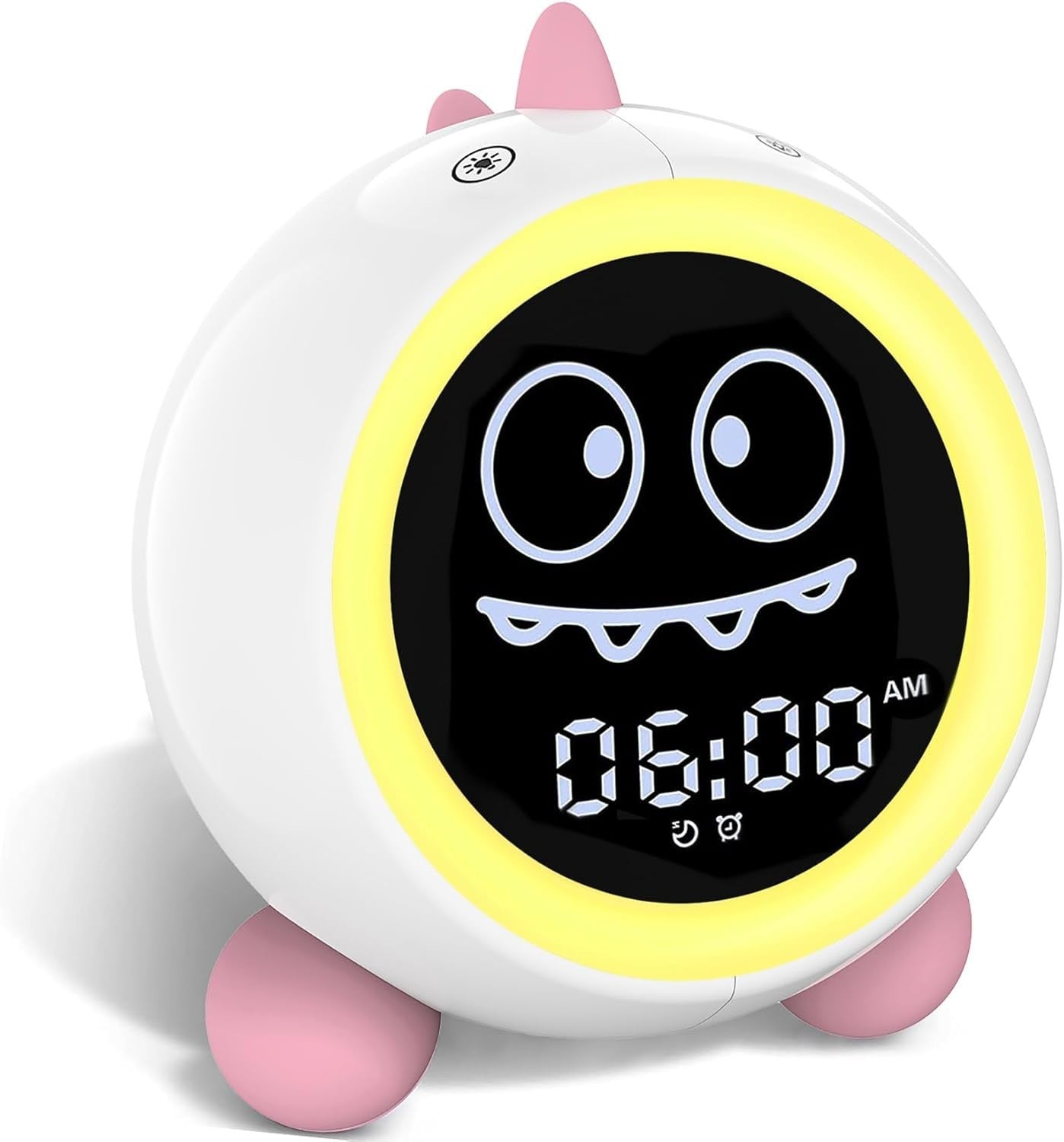 Toddler Sleep Training Clock with Night Light & Sound Machine Pink