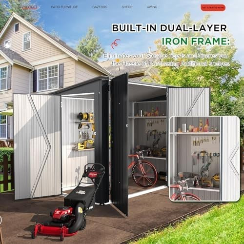 Heavy Duty Metal Bike Shed Lockable Waterproof Galvanised Outdoor Storage 7x4ft