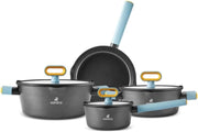 7Pcs Black Ceramic Non-Stick Cookware Set, PFAS-Free, Induction Dishwasher Safe
