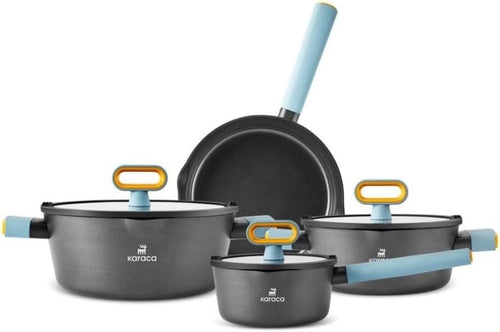 7Pcs Black Ceramic Non-Stick Cookware Set, PFAS-Free, Induction Dishwasher Safe