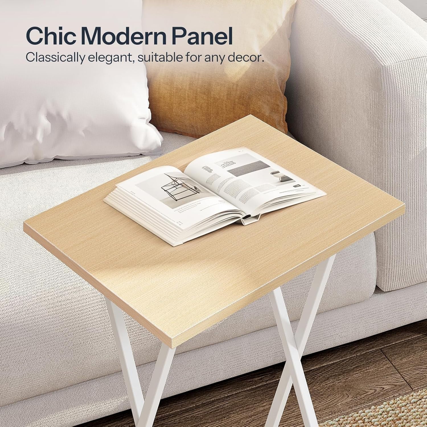 Folding Side Tables Set of 2 – Space-Saving Snack & Laptop Tray, Durable Metal