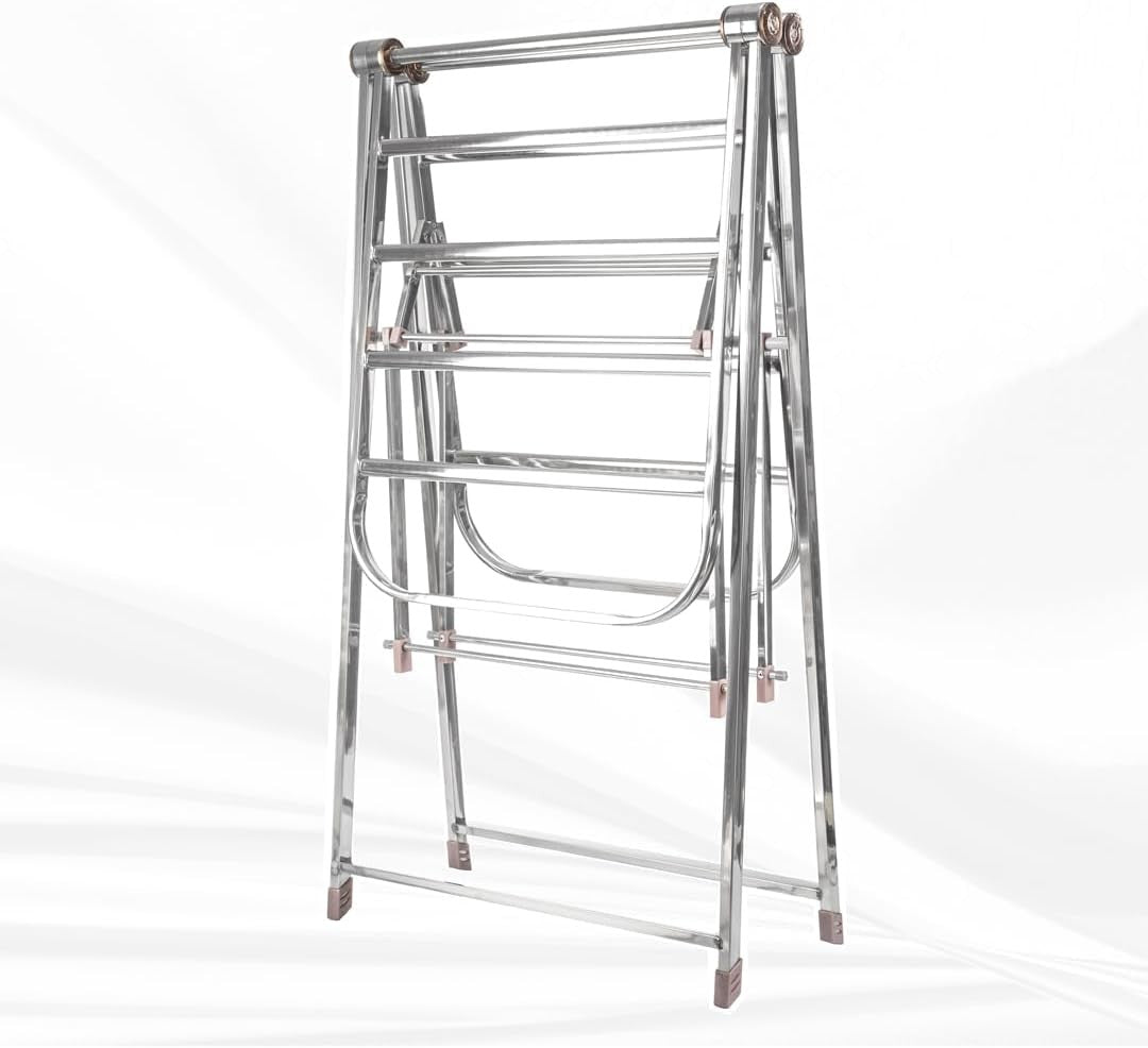 2 Level Folding Clothes Airer Winged Drying Rack Indoor Outdoor Steel