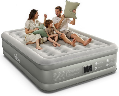 King Inflatable Air Mattress with Built-in Pump & Waterproof Top
