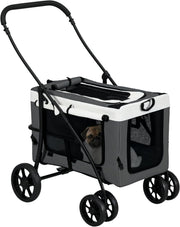Dog Stroller Grey Detachable Carrier Pet Pram Small Dogs Safety Leashes