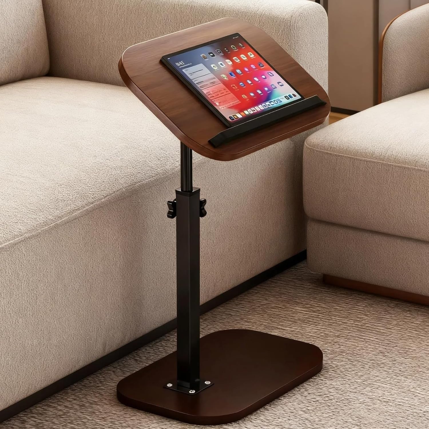 C Shaped Side Table Adjustable Height Swivel Laptop Desk Sofa Bedside