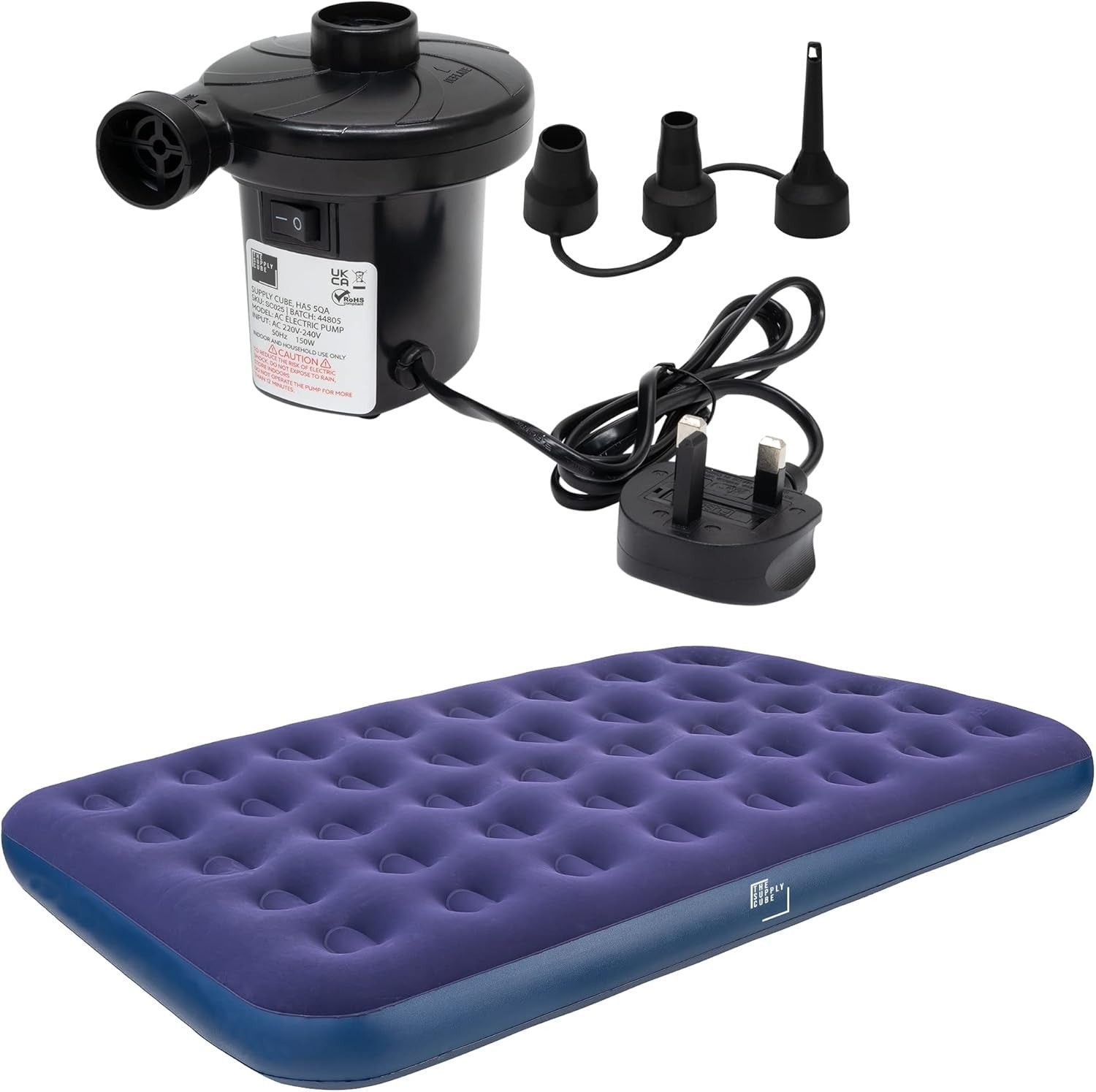 Double Air Mattress Inflatable Bed with AC Pump Waterproof Durable