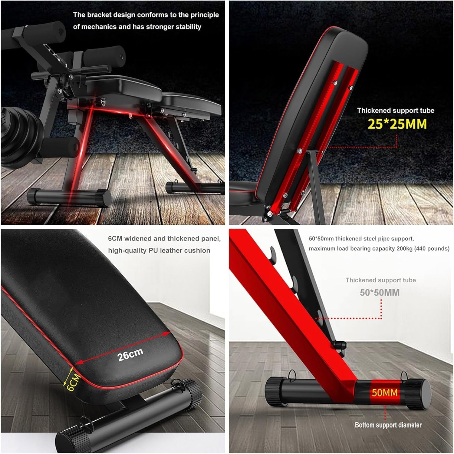 Multi-Angle Workout Bench With Leg Extension Curl 440lb Home Gym
